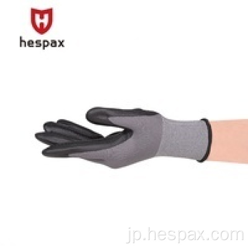 Hespax安価な工場15Gマイクロフォームニトリルコーティンググローブ